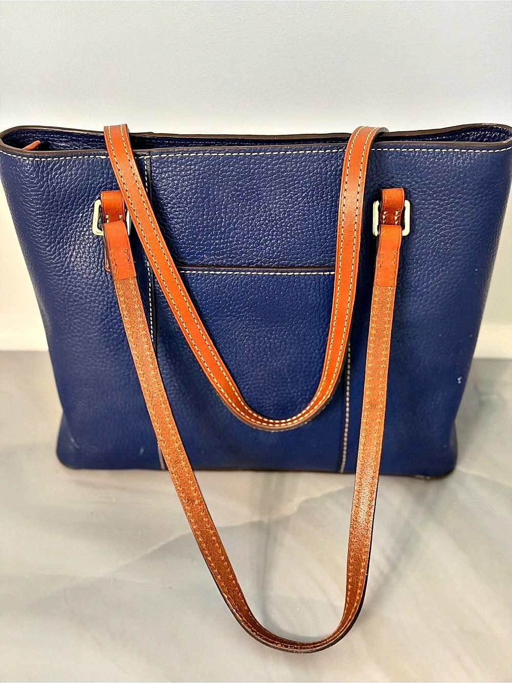 Dooney & Bourke Navy Blue Pebble Leather Tote
